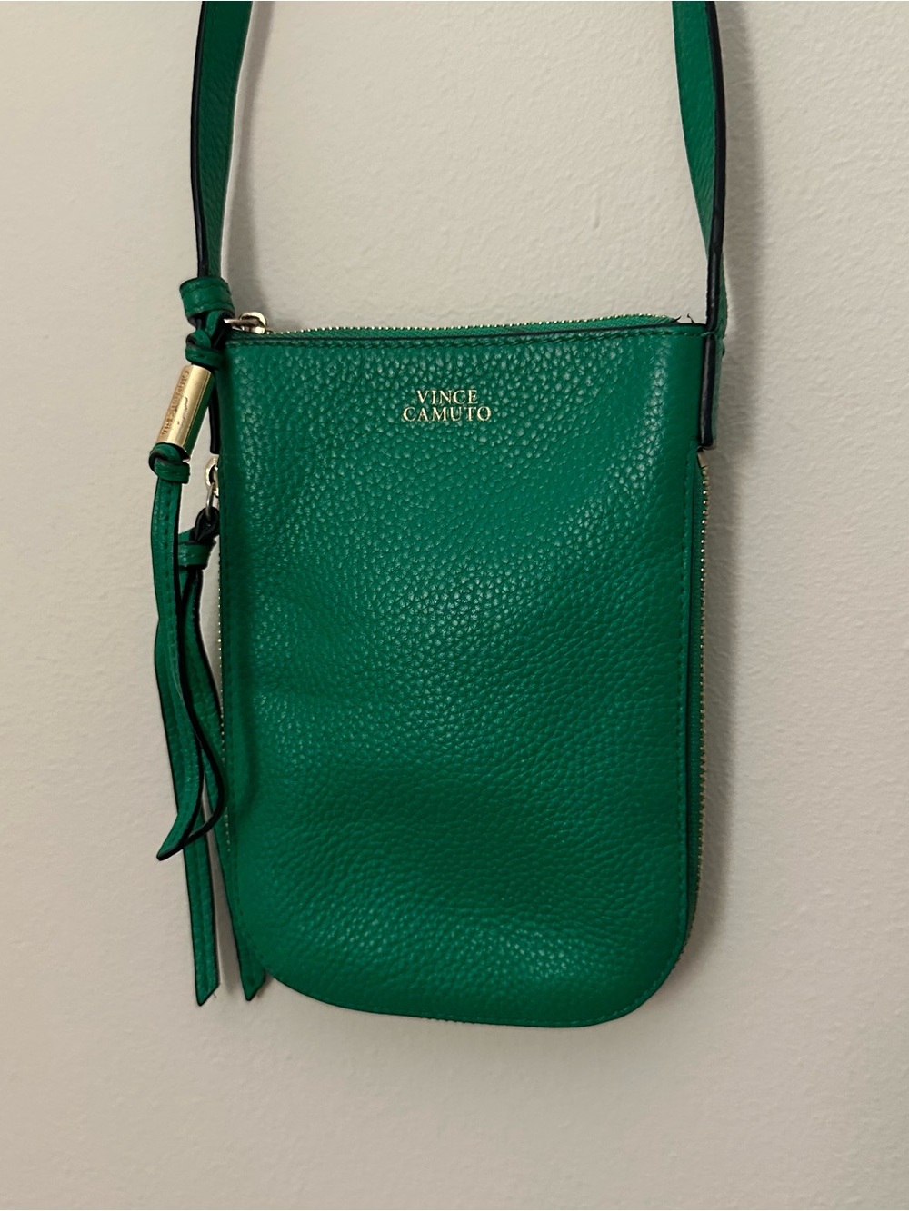 Vince Camuto Emerald Green Pebbled Leather Crossbody